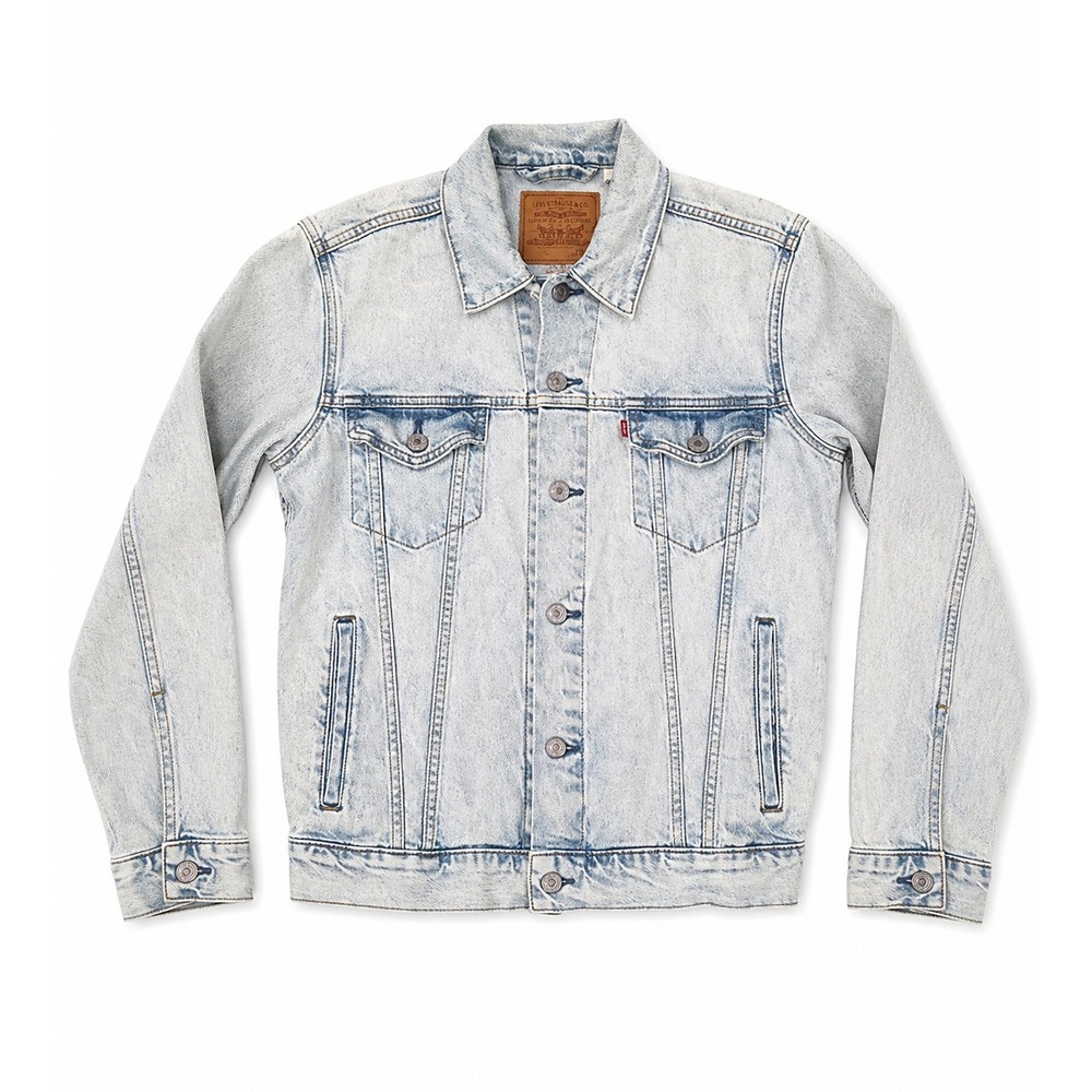 Levis Premium Mens Light Wash Denim Trucker Jacket Size M Blue Jean Jacket